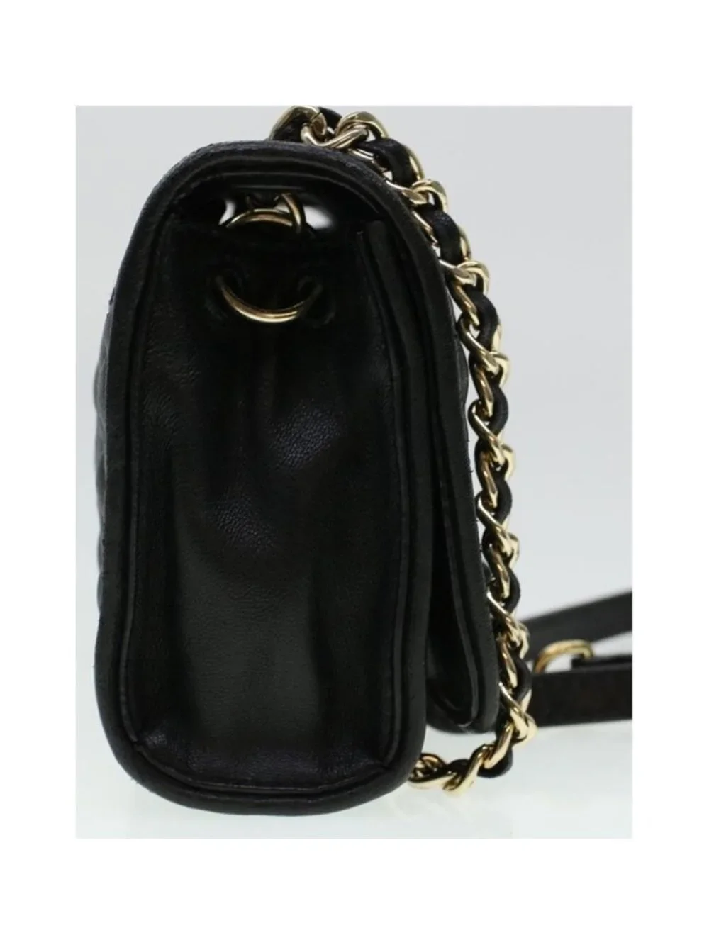 Authentic TORY BURCH Chain Shoulder Bag Leather Black